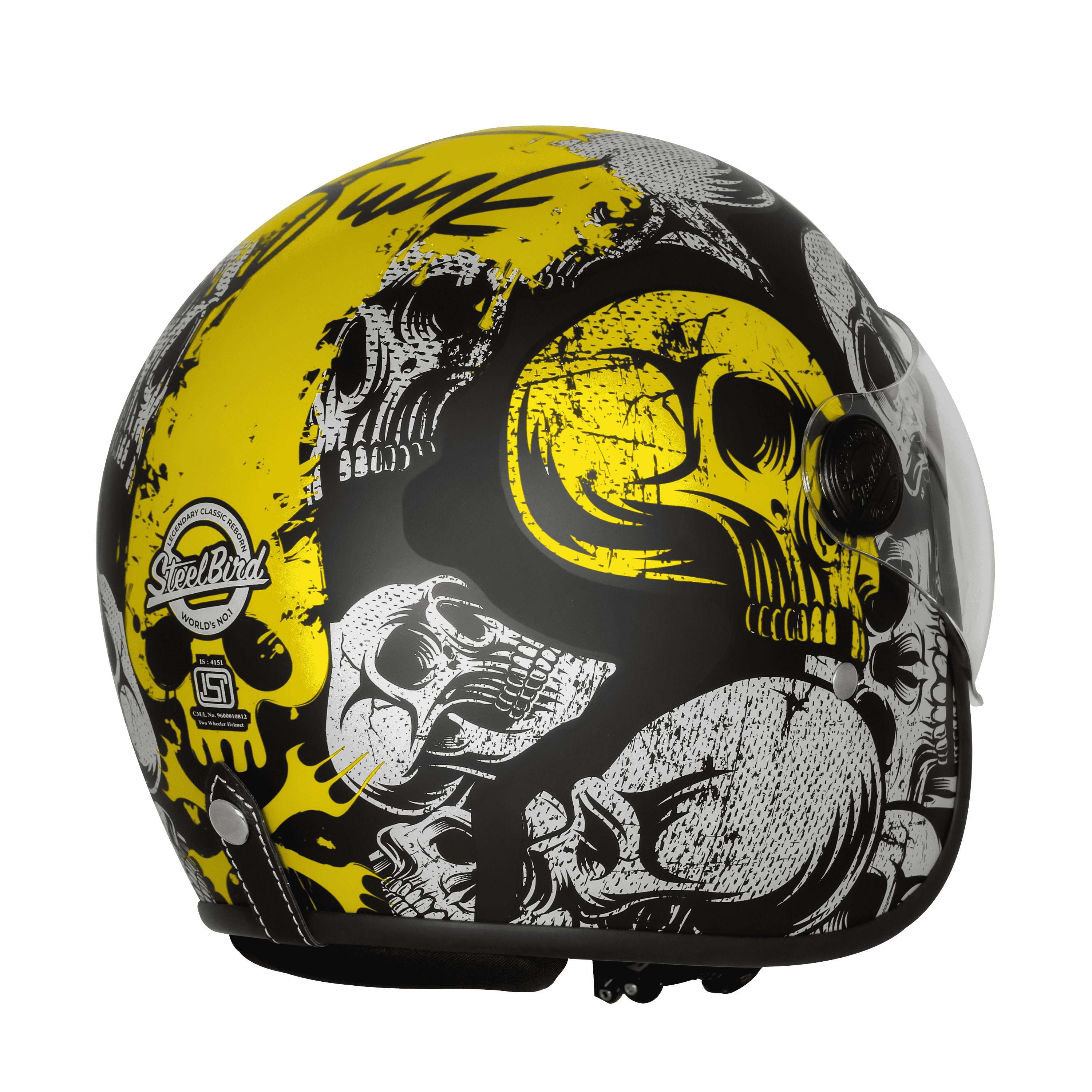 SBH-54 VINTAGE SKULL GLOSSY BLACK WITH NEON